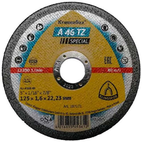 Плоча за Сечење Инокс/Метал Klingspor A 46 TZ 125 mm