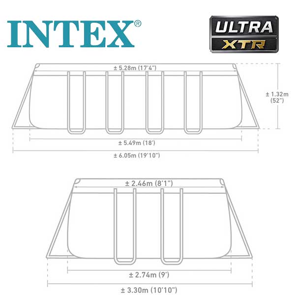 INTEX Базен 26356NP Правоаголен со конструкција 549Х274Х132 cm
