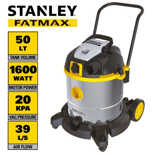 STANLEY SXFVC50XTDE INOX Правосмукалка за суво и мокро 1600W 50l